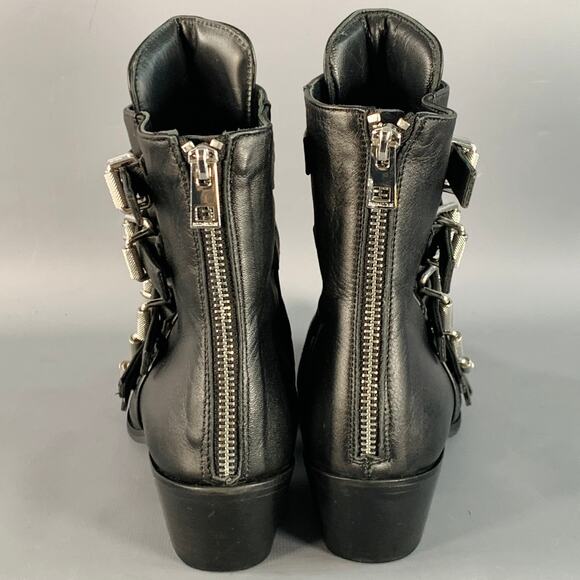 ZADIG & VOLTAIRE Size 6 Black Leather Belted Back Zipper Boots - Picture 3 of 8